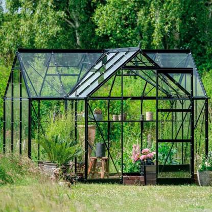 Halls Icon Gardenhouse 6 drivhus 8,6 m², sort, 3 mm hærdet glas