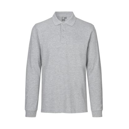 ID 0544 langærmet polishirt med stretch, grå melange