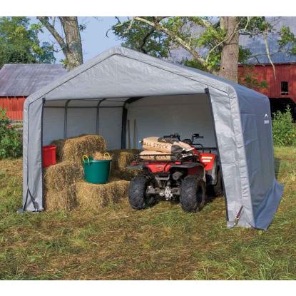 ShelterLogic Shed-in-a-Box teltgarage, grå - 13,7 m²