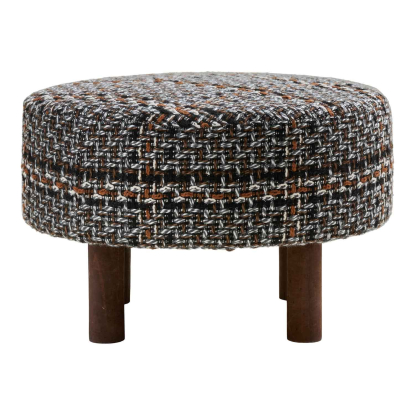 Falkirk puf, sort/hvid/brun, Ø50 cm