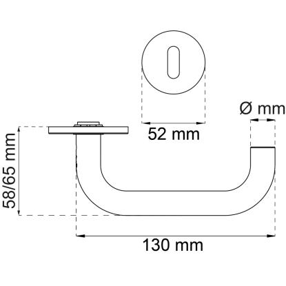 Habo A13121-16 dørgreb inkl. nøgleskilt, Ø16 mm, børstet rustfrit stål