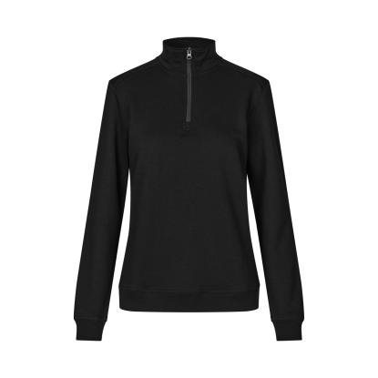 ID PRO Wear CARE 0385 sweatshirt med kort lynlås, ubørstet, dame, sort