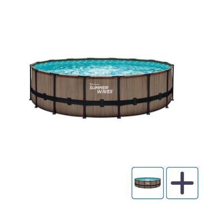 Summer Waves Elite pool med filterpumpe og stige, teak look, brun