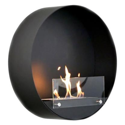 ScandiFlames Delaware biopejs, vægmodel, rund, sort