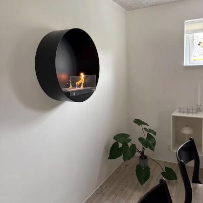 ScandiFlames Delaware biopejs, vægmodel, rund, sort