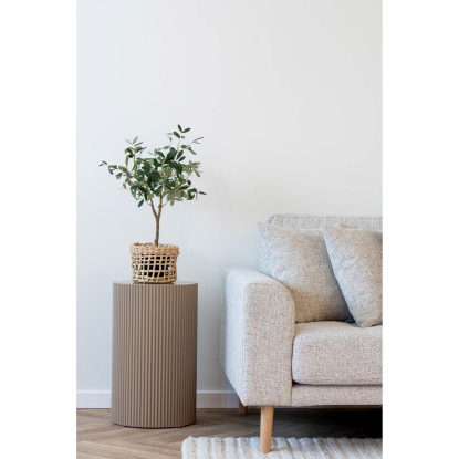Farense hjørnebord med riller, mørk sand, Ø30 cm