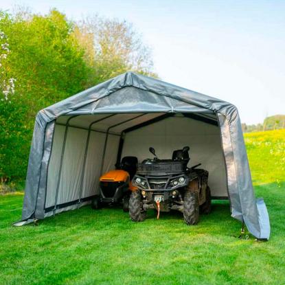 ShelterLogic Garage-in-a-Box teltgarage, polyethylen/stål, grå - 18,13 m²