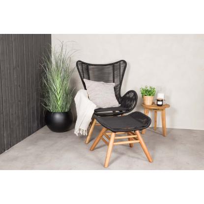 Venture Design Tingeling loungestol med fodskammel, sort/natur