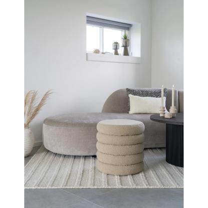 Puf med opbevaring, bouclé, beige, Ø44x44 cm