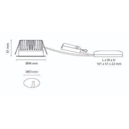 SG Armaturen Soft IsoSafe DimtoWarm LED indbygningsspot, 7W, IP54, hvid