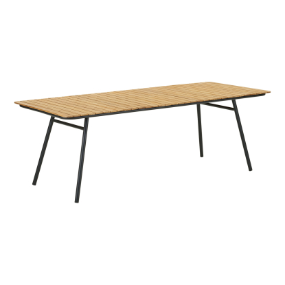 Cleveland havebord med sorte ben, teak, 90 x 220 cm