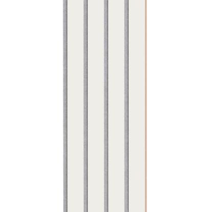 I-Wood Basic 4-lamel akustikpanel, hvidmalet, grå filt og lys kerne, folie, 16 x 300 mm 