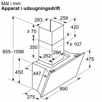 Bosch DWK91LT60 væghængt emhætte, sort, 90 cm