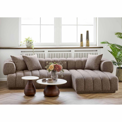 Aurora højrevendt loungesofa med tre puder, brun