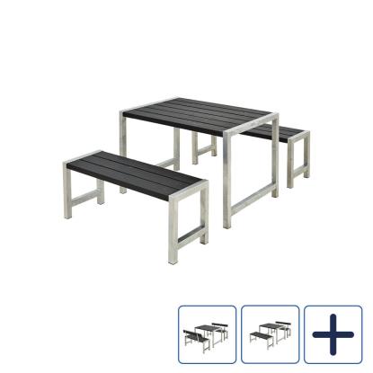 PLUS café plankesæt, sort/nåletræ, 127 cm