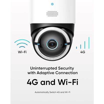 eufy S330 4G LTE sikkerhedskamera med 360° dreje-, vippe- og zoomfunktion, 4K, solcelledrevet