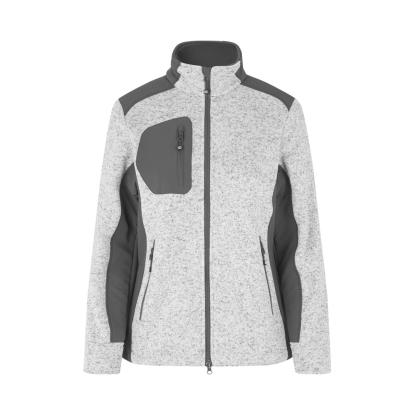 ID 0851 cardigan, strikfleece, dame, grå melange