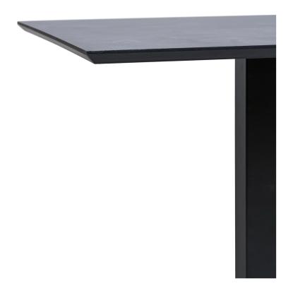 Fano cafebord, melamin plade og sort metal base, 70 x 70 x 75 cm, mørk sten