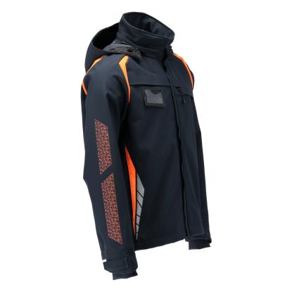 MASCOT ACCELERATE SAFE softshell jakke med hætte, mørk marine/hi-vis orange