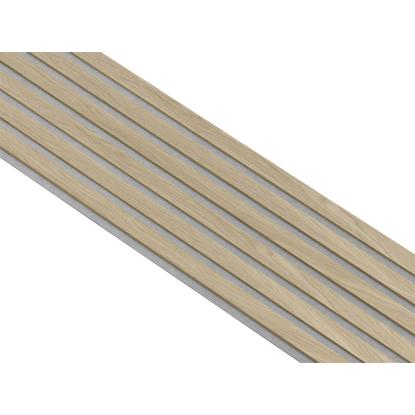 I-Wood Medio+ Original akustikpanel, ubehandlet natur, grå filt og lys kerne, egefiner, 16 x 300 mm