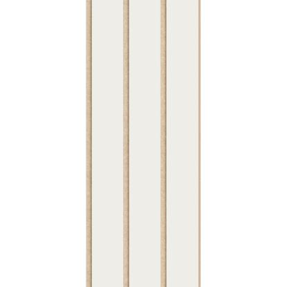 I-Wood Medio+ 3-lamel akustikpanel, hvidmalet, beige filt og lys kerne, folie, 16 x 300 mm