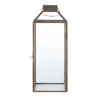 Mysore lanterne, metal/glas, antik messing look, 13,5 x 13,5 x 35 cm