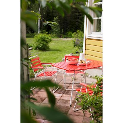 Varax Retro cafébord, sammenklappelig, buet, hvid/rød - 74 x 120 cm