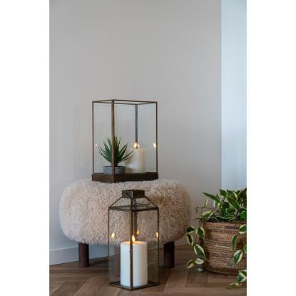 Mysore lanterne, metal/glas, antik messing look, 13,5 x 13,5 x 35 cm