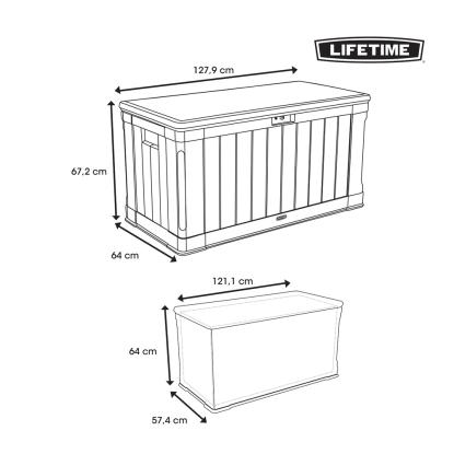 Lifetime Harmony hyndeboks, plast, grå, 68 x 129 x 65 cm - 440 liter