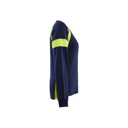 Blåkläder 3521 dame t-shirt lang ærme, marineblå/hi-vis gul