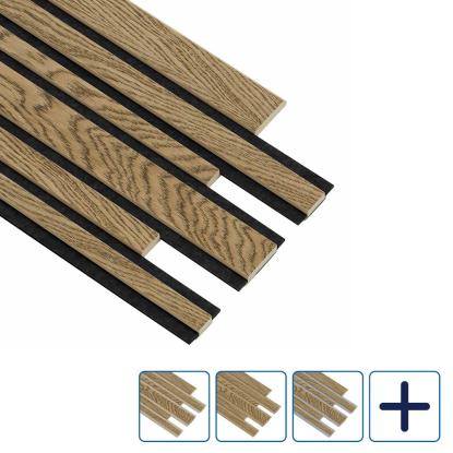 I-Wood Pro+ I-Lock Mixed akustikpanel, mørkebrun olieret, lys kerne, egefiner, 16 x 300 x 2400 mm