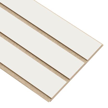 I-Wood Medio+ 3-lamel akustikpanel, hvidmalet, beige filt og lys kerne, folie, 16 x 300 mm