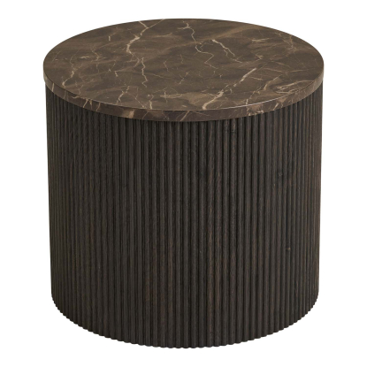 Rota hjørnebord i marmor look, mørkebrun, Ø45 cm