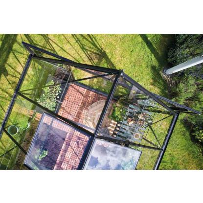 Halls Icon 8 drivhus 11,2 m², sort, 3 mm glas