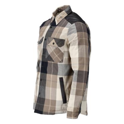 MASCOT CUSTOMIZED flannel skjorte med fiberpelsfor, mørk sand ternet