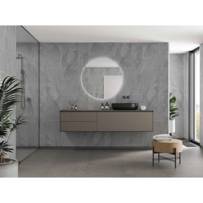 Fibo Stone vådrumspanel med 60 x 60 cm fliselook, 10 x 600 x 2400 mm, grey stone extreme matt