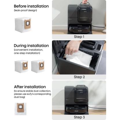 eufy støvsugerposer til E20/E25/E28/C28, 3 liter, 3-pak