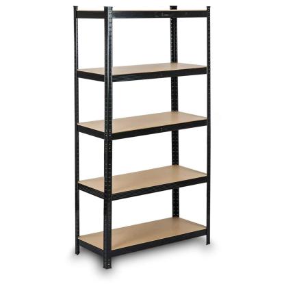 Reol med 5 hylder, metal, sort, 150 x 75 x 30 cm