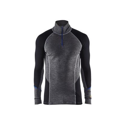 Blåkläder 4899 undertrøje merinould half zip warm, mellemgrå/sort