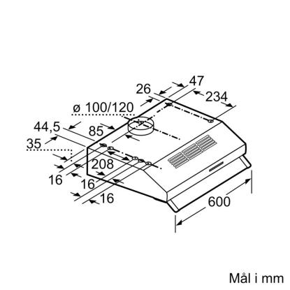 Siemens iQ300 skabsintegreret emhætte LU63LCC20, hvid, 60 cm