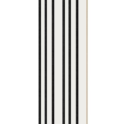 I-Wood Medio+ Mixed akustikpanel, hvidmalet, sort filt og lys kerne, folie, 16 x 300 mm