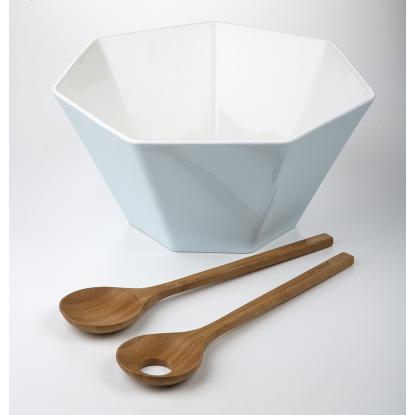 Steel-Function Hepta skål med bestik, porcelæn/bambus, isblå - 5 liter