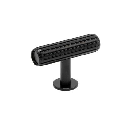 Beslag design T Rille knop, børstet sort