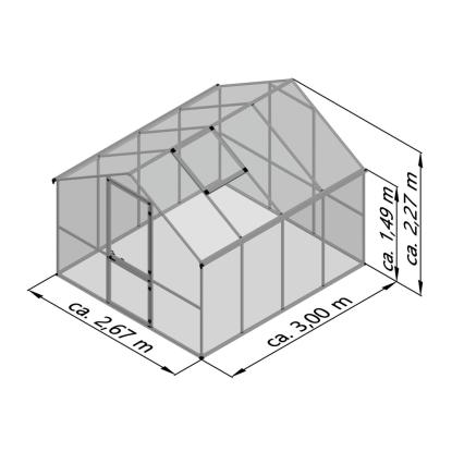 KGT Enzian IV drivhus, aluminium, 8,01 m²