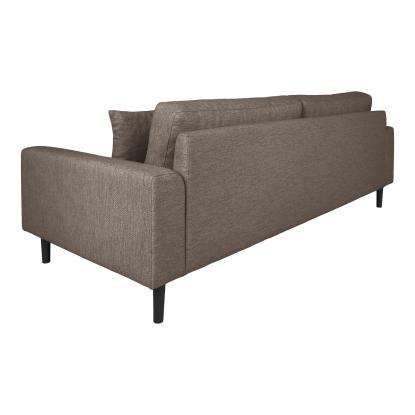 3 personers sofa, brun med to puder og sorte træben