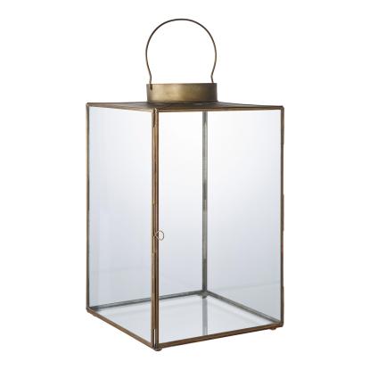 Mohali lanterne, metal/glas, antik messing look, 24,5 x 24,5 x 42 cm