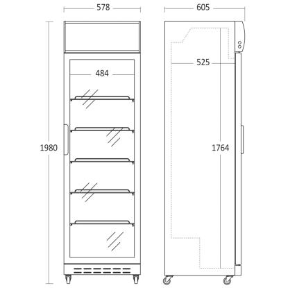 Scandomestic SD 420 BE displaykøleskab, 360 liter