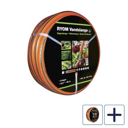 RYOM vandslange med 4-lags armering, orange, 3/4"