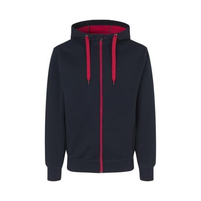 ID 0630 sweat cardigan med hætte, bonded, navy