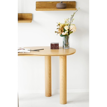 Livigno skrivebord i organisk form, egefiner, 120 x 60 cm